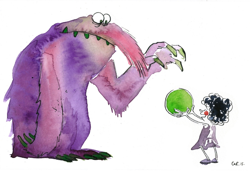 Monster versus Kid/2 - Aquarelle et encre de chine